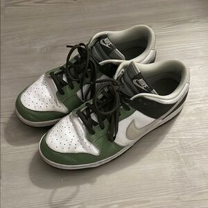 Nike Forest Green and White Low-Top Sneakers